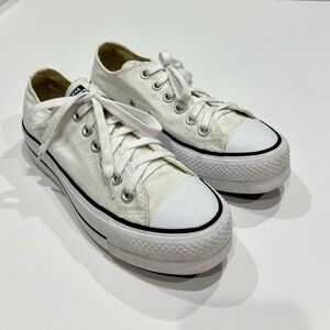 Converse All Star White Platform Canvas Sneakers